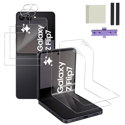 Wonsoso for Samsung Galaxy Z Flip7 / Flip 7 5G Screen Protector 2+2+2pcs Soft Flexible TPU Film & Tempered Glass Armored Film & Camera Lens Protector [Fingerprint Support] Bubble-free Film
