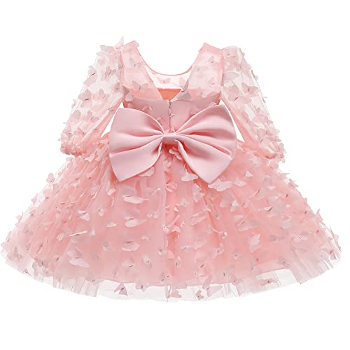 Klfflgid Baby Girl Butterfly Bowknot Dress Toddler Infant Long Sleeve Tutu Gown Flower Girl Wedding Formal Birthday Party Princess Fairy Dresses thumb #8