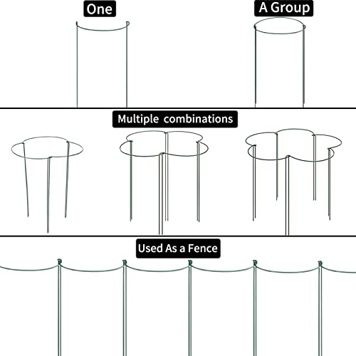 Tcbwfy 10 Pack Garden Supports For Plants Metal 10 Inch Wide X 24 Inch High Interlock Half Round Garden Plant Support Ring Border Support Plant Support Ring Cage For Rose Flowers Vine Tomato thumb #2