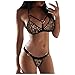 Produktbild Masrin Mask Frauen Zweiteilige Unterwäsche Set Sexy Leopardenmuster Herz Ring Dekoration Dessous Push Up BH Tanga Split Pyjamas Set Baby Dolls Negligees(L,Braun)