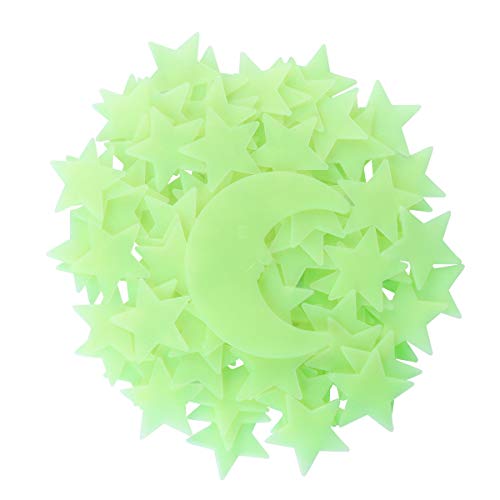 VORCOOL Luna Estrellas Luminosas Pegatinas de Pared Techo Brillan Oscuridad Amarillo Claro 101 Unidades