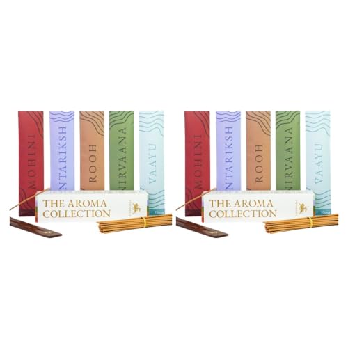 Image of The Aroma Collection Luxury Incense Sticks | 60 Bambooless Incense Sticks | Pure Sheesham Wood Stand | Long Lasting Fragrance | Complete Sensory Journey | Ethically Crafted, Pack of 2