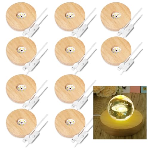 Bases luminosas de madera con luz LED para figuras de cristal 2