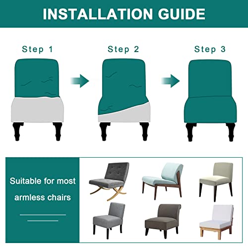 Armless Chair Slipcover, Stretch Velvet Accent Chair Cover For Dining Chair, Removable Wingback Chair Slipcover And Washable Furniture Protector Slipcovers For Wide Back Chairs (Green) #TOP3
