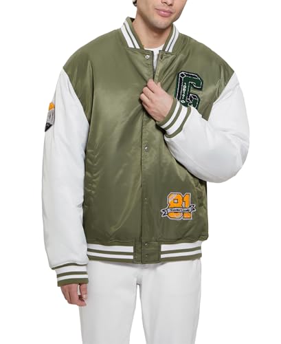 GUESS Men's Tyler Varsity Bomber Jacket
