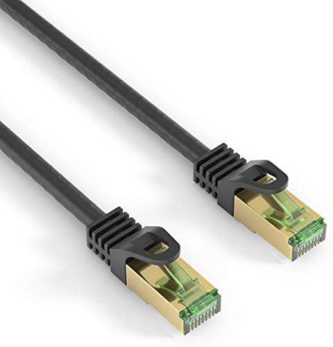 mumbi 23540 Cat.7 S/FTP Raw Cable de Red Ethernet LAN Patch con conectores RJ-45 15.0m, negro (1x)