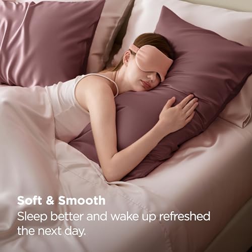 Image of Bedsure King Size Satin Pillowcase Set of 2 - Nostalgia Rose Silky Pillow Cases for Hair and Skin with Envelope Closure, Similar to Silk Pillow Cases, Gifts for Women Men, 20x36 Inches, 2pcs