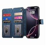 Trugox Zip Wallet Case for Apple iPhone 14 Phone Case with Ring Stand RFID Blocking Safe Card Holder Leather Purse Folio Book Folding Flip Case Cover Women Men - Blue - Image 4