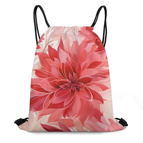 Red Flowers Drawstring Backpack Durable Sport Gym Bags Daypack for Men Women 35 * 42cm