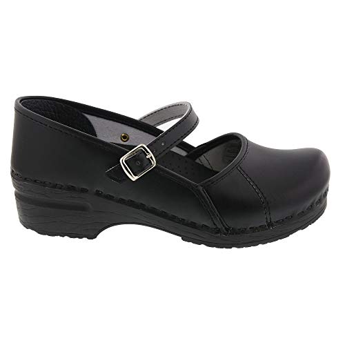 Bjork Women's Marcella Mary-Jane Leather Clogs - Black Cabrio (Eu-40/9-9.5 Us) #TOP2