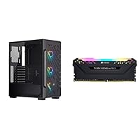 Corsair iCUE 220T RGB Airflow Tempered Glass Mid-Tower Smart Case - Black (CC-9011173-WW) &amp; Vengeance RGB PRO 16GB (2x8GB) DDR4 3200MHz C16 LED Desktop Memory - Black (CMW16GX4M2C3200C16)