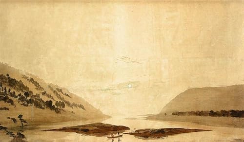 Lienzo paesaggio fluviale montuoso impresi&oacute;n de alta definici&oacute;n de arte cl&aacute;sico para pared