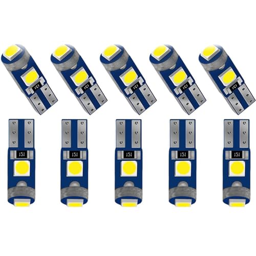 Edinstry Universal 10pcs T5 LED Bulbs White 74 37 2721 PC37 PC74 LED Bulb Dash Light 12V Hight Bright 3SMD 3030 Chips for Auto Car Dash