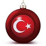 LUIJORGY Rote Türkei Weihnachtskugel-Ornamente,Türkei-Flagge,Kugel-Ornament,Nationalflagge,Weihnachtsschmuck für Weihnachtsbaum,Neujahr,saisonale Feiertagsdekoration,Weihnachtsgeschenke Fre&e
