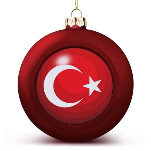 LUIJORGY Rote Türkei Weihnachtskugel-Ornamente,Türkei-Flagge,Kugel-Ornament,Nationalflagge,Weihnachtsschmuck für Weihnachtsbaum,Neujahr,saisonale Feiertagsdekoration,Weihnachtsgeschenke Fre&e