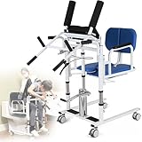 UIBAO Ascenseur Hydraulique Portable pour Patient et Personnes Âgées,Capacité de Charge 200 kg,Fonction Toilettes avec Pot,Siège Pliable à 180°,avec Freins,Aide au Transfert à Domicile Blue