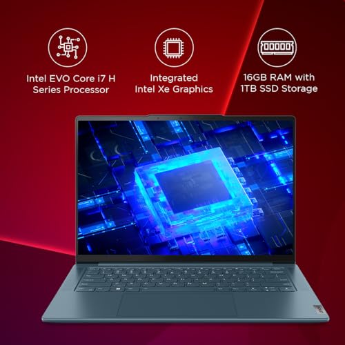 Image of Lenovo Yoga Pro 7 Intel Core i7-13700H 14.5 inch(37cm) 2.5K IPS 350Nits Laptop(16GB /1TB SSD /Windows 11 /Office 2021 /Backlit /FHD IR Camera /E-Shutter /Alexa /3 Month Game Pass /Tidal Teal /1.49Kg), 82Y700A2IN