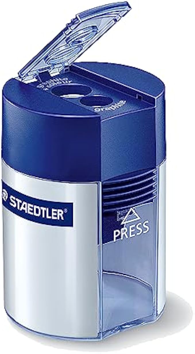 Staedtler Double Hole Pencil Sharpener, Two Holes for Standard Pencils, Large Colored Pencils, and Makeup Pencils, 512 001 BK