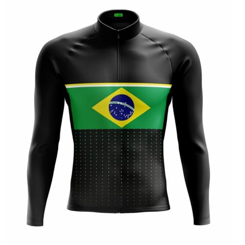 Camisa de Ciclismo Masculina Manga Longa Preta Points Proteção UV Slim Confortável Pro Bike (BR, Alf