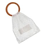 Kbnuetyg Bolsos hechos a mano – Bolso ligero con asa, bolsos tejidos para mujer – para familiares, amigos, novia, viajes, hogar, interior, exterior, uso diario, White, Refer to description