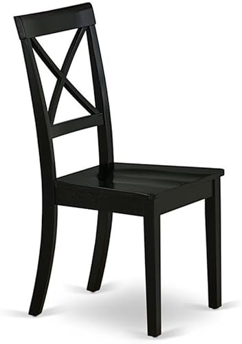 Miniatura 4 de East West Furniture BOC-BLK-W Boston - Juego de 2 sillas de comedor de madera maciza con respaldo cruzado, color negro