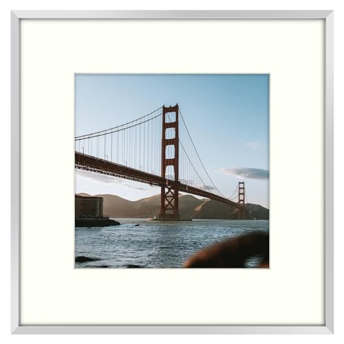 Frametory 12x12 Silver Aluminum Metal Picture Frame Mat for 8x8 Glass
