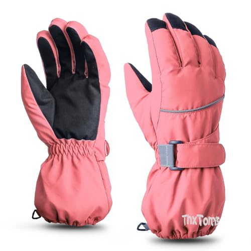 ThxToms Kids Warm Gloves Winter Waterproof Snow Gloves for Ourdoor Sports Snowboard, Toddler Bulky Ski Gloves for Boys Girls 3-14 Years Old