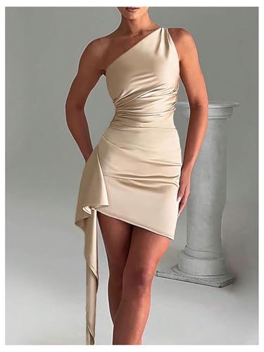 Image of GORGLITTER Women's Sexy Birthday Mini Dresses Asymmetrical Going Out Club Party Vegas Dinner One Shoulder Fringe Dress