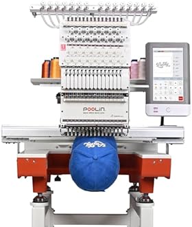 POOLIN EOX 15-Needle Commercial Embroidery Machine,14"×20" Large Area,10‘’ Touchscreen,WiFi Design Transfer, Auto Color Change & Trim,for Hats, Hoodies,Jackets & T-Shirts,Business Production