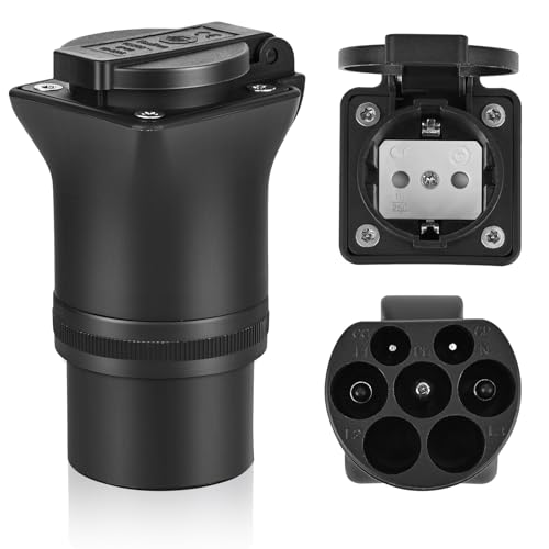 Weinsamkeit Adaptador Tipo 2 a Schuko, 16A Tipo 2 EV Adaptador de Carga, 220V Adaptador de Carga Estación de Carga para Bicicletas Eléctricas, Scooters, Sillas de Ruedas Eléctricas