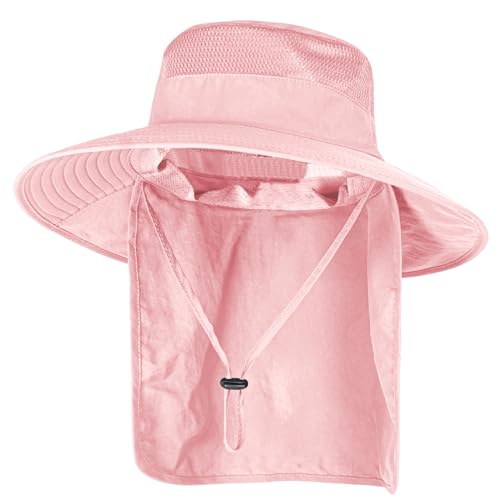 Image of Sun Hats for Men Women Fishing Hat UPF 50+ Breathable Wide Brim Bucket Hats Summer UV Protection Safari Hat with Neck Flap