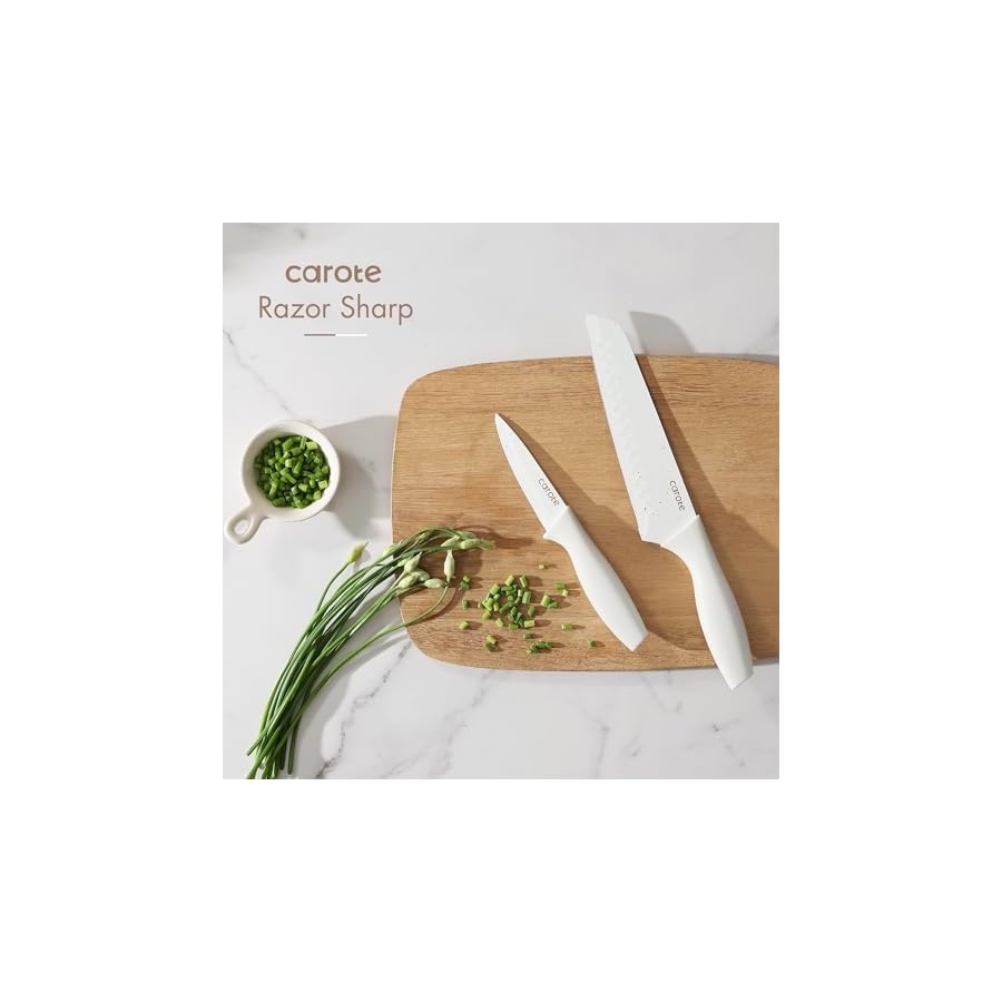 CAROTE-15Piece-Knife-Set-Kitchen-Knife-Block-Set-Elegant-White-Ceramic-Coated-Blades-with-Stylish-Wooden-Block-for-Modern-Culinary-Excellence CAROTE 15Piece Knife Set, Kitchen Knife Block Set, Elegant White Ceramic-Coated Blades with Stylish Wooden Block for Modern Culinary Excellence