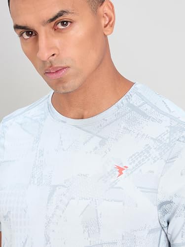 Image of TECHNOSPORT Men Polyester Regular Fit Half Sleeve Jacquard T-Shirt with Double Cool, Quick Dry & Anti Microbial for Sports, Running & Casual Use