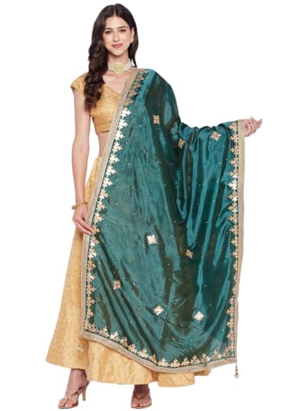 Embroidered Dupatta with Gotta Patti for Women Indian Ethnic Chunni, Dupatta, Stole, Scarf Shawl Wrap