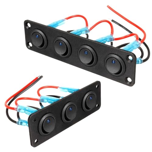 ZYRIOUV 12V 1-6 Universal Toggle Switch Panel USB Car Boat Marine RV Truck Blue LED Styling Accessories Marine Rocker Switch(4 Buttons)