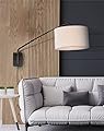 ART+LIGHT Adjustable Sconce, Wall Mount Light with Telescopic Swing Arm, Matte Black Finish with 2 Linen Shades Included, (ALWL10)