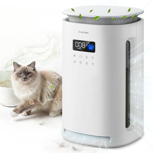 Provirtec Pawtent Pro New Pet Air Purifier, 2-Year Filter Life, 99.23% Pet Odor & 99.97% Allergies & 99.70% Pet Hair Reduction, H13 True HEPA, Washable Pre-Filter, Auto Mode for Cat Dog Home, 2500 ft²