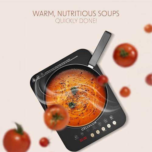 Image of CELLECOR ICT03CE 2000 Watts Induction Cooktop with Auto-Switch Off | 7 Preset Modes | Feather Touch Panel | Overheat Protection | Energy Efficiency | Touch Control|1-Year Warranty