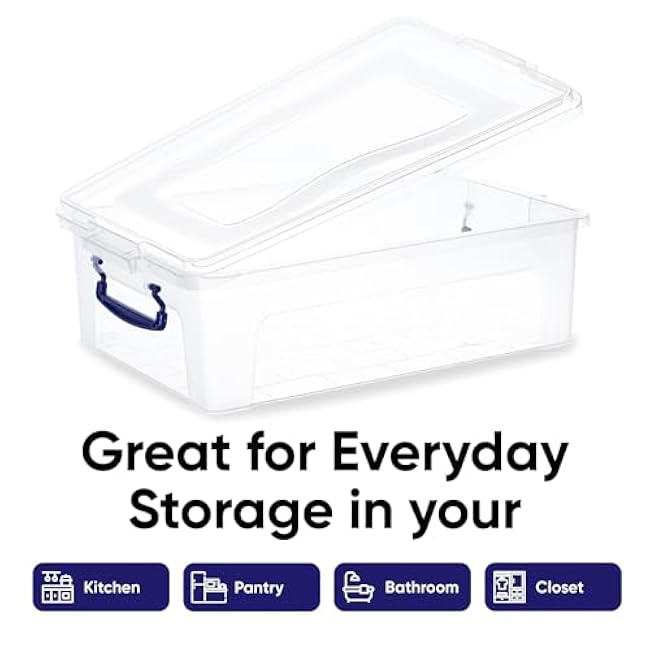 Superio Clear Storage Box with Lid, 22 Quart Plastic Container Bins for Organizing, Stackable Crate, Organizer for Home, Office, School, and Dorm