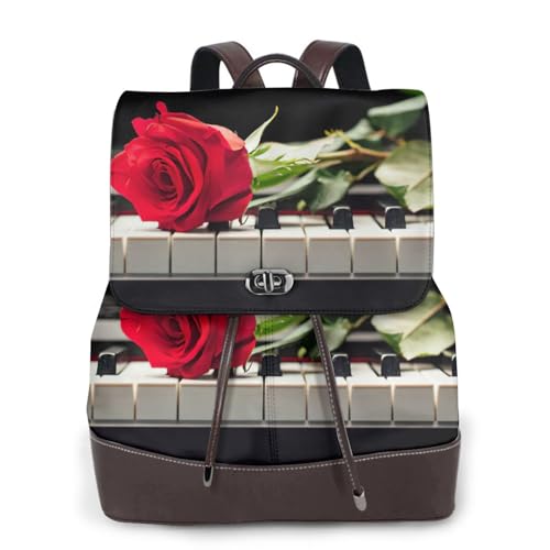 Sac à dos en cuir pour femme haut de gamme au motif artistique de rose