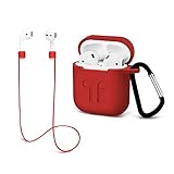 Airpods Protective case with Strap Silicone Cover Keychain Strap for Apple Airpod Accessories - Red by GIM