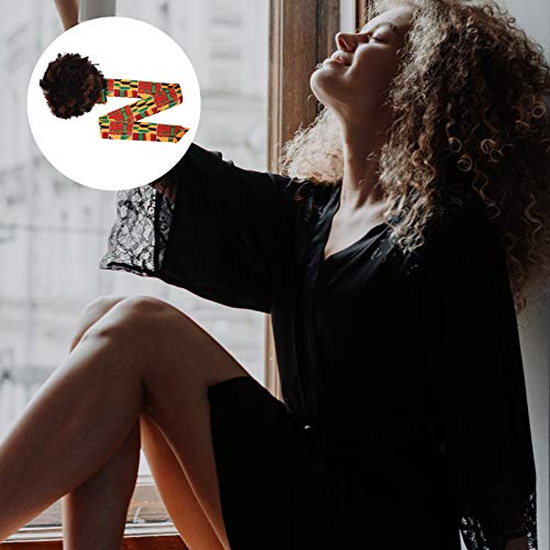 Lurrose Peruca Encaracolada Marrom Uma Peça Vestir Peruca Chapéu Africano Cabeça Envoltório Lenço To