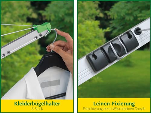 Juwel Wäschespinne Novaplus 600 Easy (EIN-Hand-Spannautomatik, besonders stabil, mit Eindrehbodenhülse) 30090