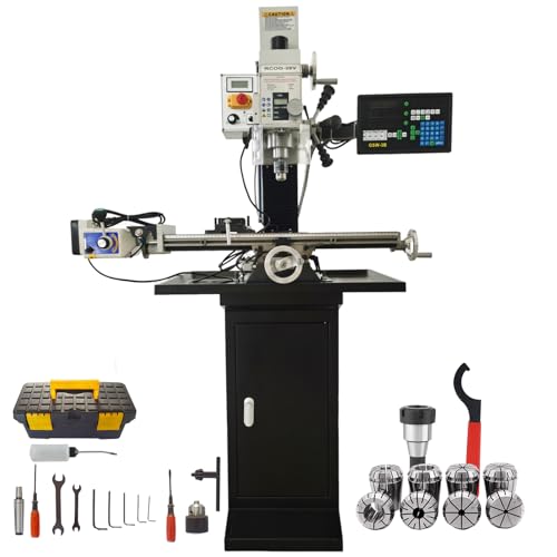 EQCOTWEA 1300W Milling Drilling Machine Benchtop Mini Mill & Drill Machine R8 Spindle Metal/Wood Working