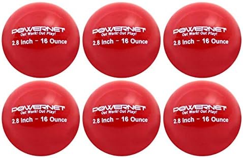 PowerNet 2.8" German Marquez Weighted Hitting Batting Training Balls (6 Pack) | 12 to 20 oz | Build Strength and Muscle | Improve Technique and Form | Baseball Size (16 Oz - Red)
