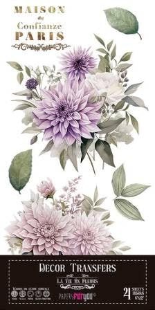 Papers For You - Decor Transfers para Manualidades y Muebles/Pegatinas de Transferencia de Decoración/ 15x30cm 6'x 12' 4 Hojas (Dahlias)