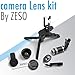 Camera Lens Kit by Coral Entertainments | Professional Telephoto, Macro & Wide Angle Lenses | Tripod and Selfie Remote Control | for iPhone, Samsung, iPads, Tablets | Hard Case & Universal Clip