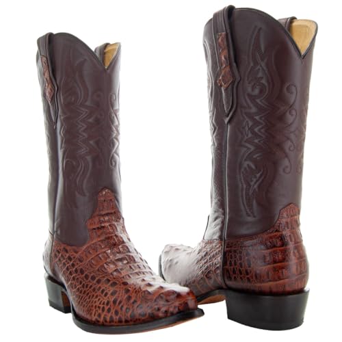 Image of Soto Boots Men's Gator Tail Print Cowboy Boots, Exotic Print Men's Cowboy Boots, Western Boots For Men H7006