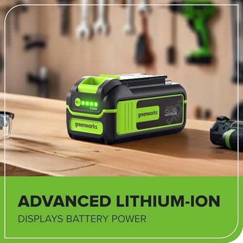 Image of Greenworks 40V 4.0Ah Lithium-Ion High-Power Battery, Upgraded with 22% Power Boost (Genuine Battery / 75+ Compatible Tools)