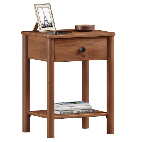 IDIMEX Mesa de Cabeceira Quarto Madeira 1 Gaveta Moderna Apoana Castanho